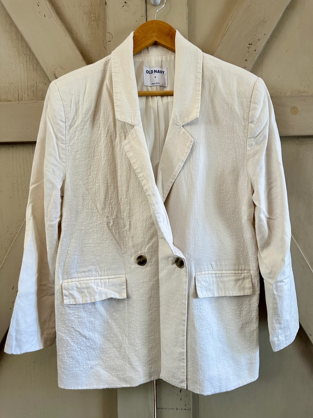 Old Navy Linen Blend Blazer White Ivory 2 Button Lightweight Women’s M
